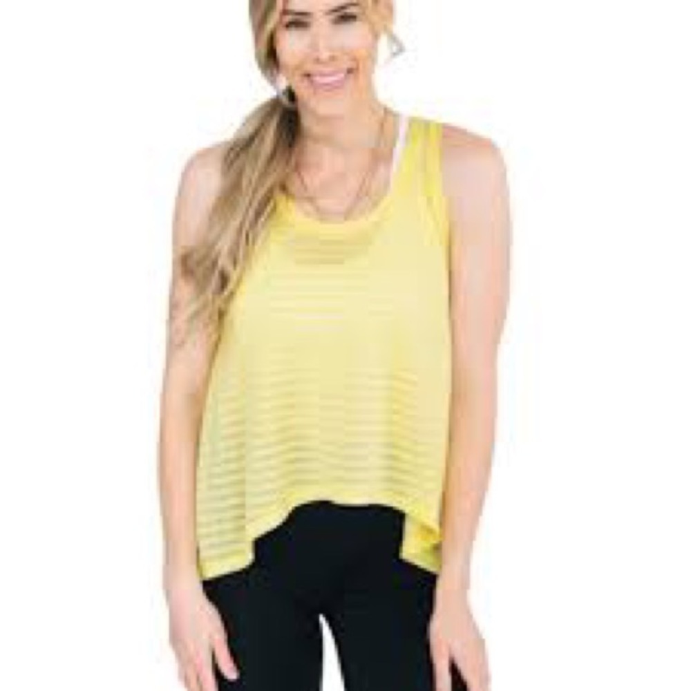 Zyia Active Lemon Yellow Nimbus Split Back Tank Top Size XXXL